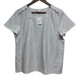 J.Crew Factory Striped Linen-Blend Button-Shoulder Shirt NWT Size M